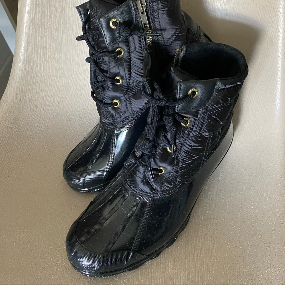 Sperry Syren Gulf Quilted zip-up Nylon Duck Boots Black 10 M Women waterproof